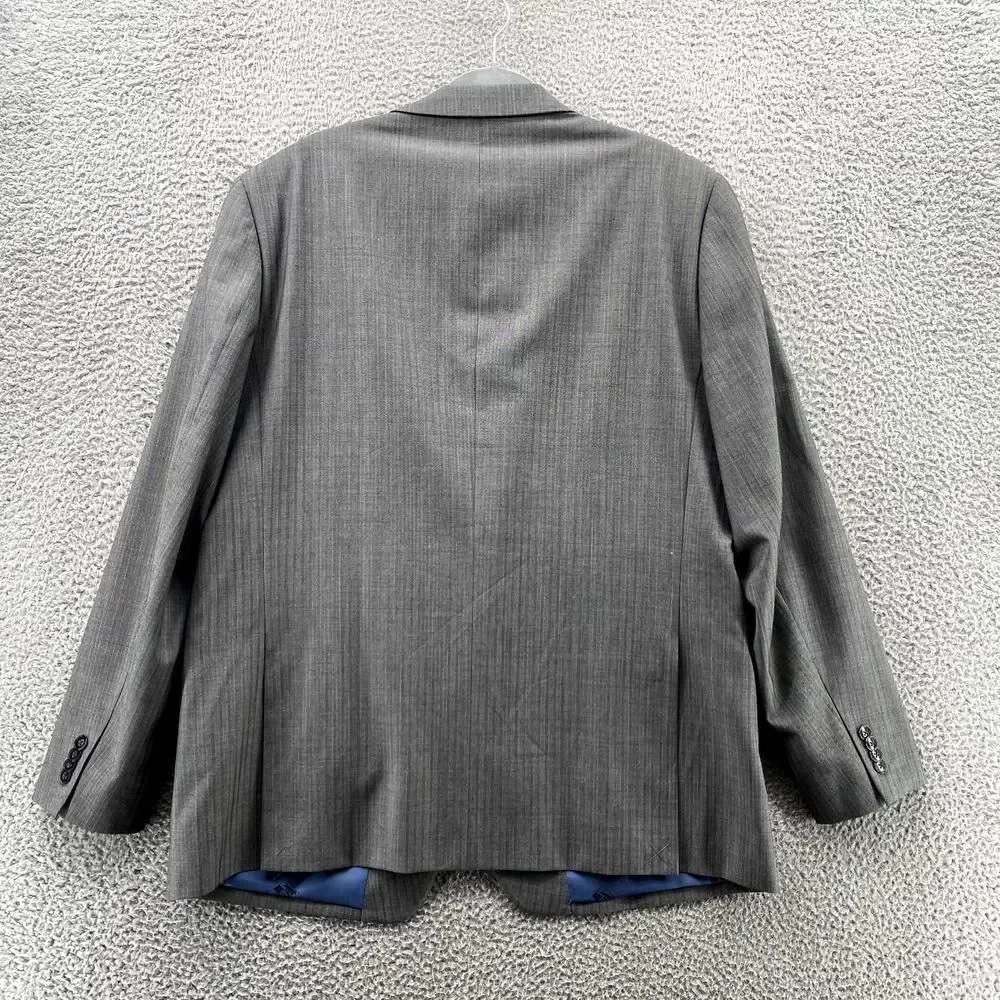 Vince Camuto Jacket Adult 48L Gray Striped Wool Slim Fit Blazer Coat Formal Mens